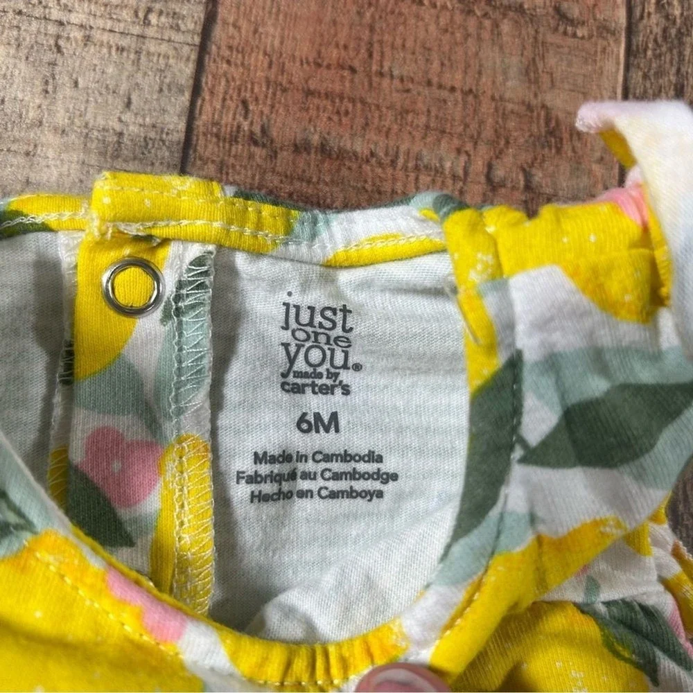 Carter's Baby Girl Romper 6 months Lot Summer Citrus Tropical Outfit Lemon